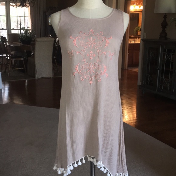 Love Dresses & Skirts - Taupe with peach embroidery swing dress